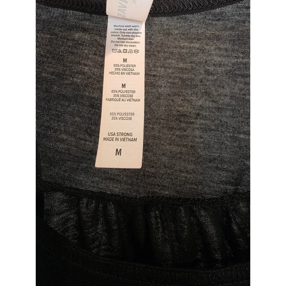 Womens sz M Bella Canvas Flowy Collection Black Racerback Tank Top Model of Duty